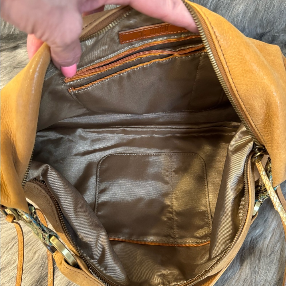 HOBO Elegant Tan and Snake Print Leather Hobo Bag - Picture 4 of 15